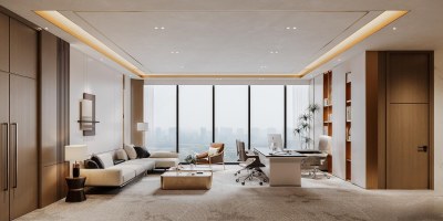 现代总经理办公室3D模型下载